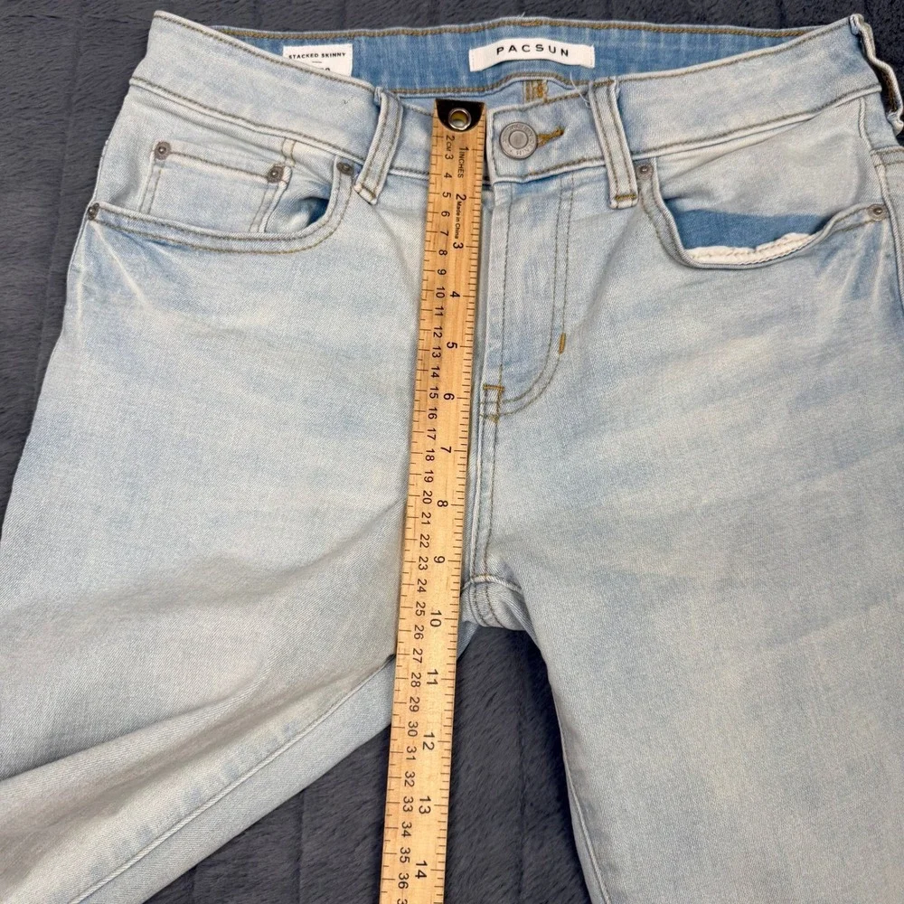 PacSun Mens Stacked Skinny Light Wash Blue Denim Jeans 28x30 Stretch RN090233
